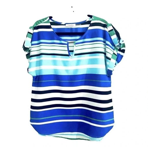 EUC Calvin Klein Striped Blouse - Picture 1 of 3